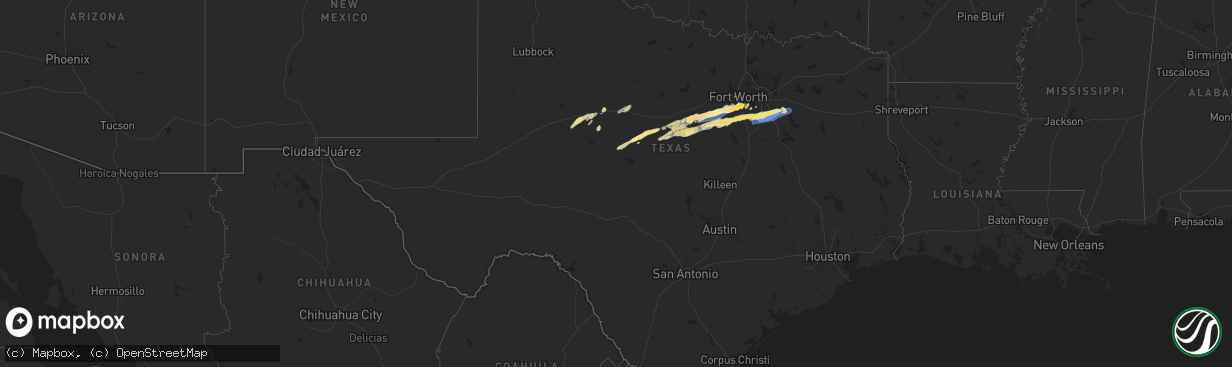 Hail map in Texas on March 7, 2025