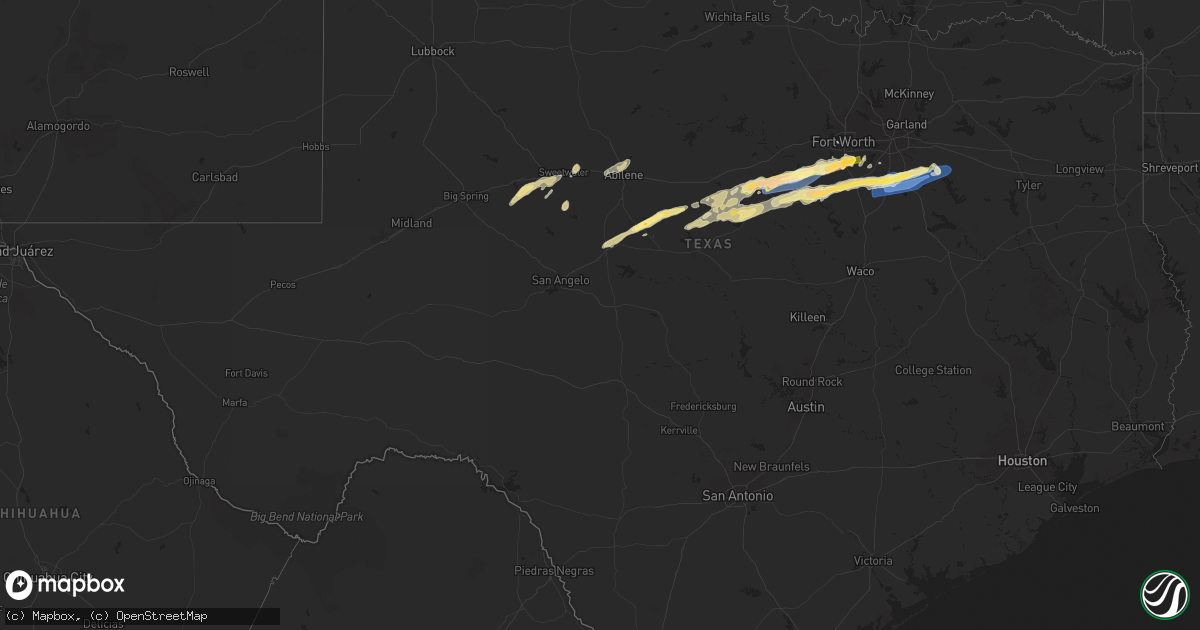 Hail map in Texas on March 7, 2025