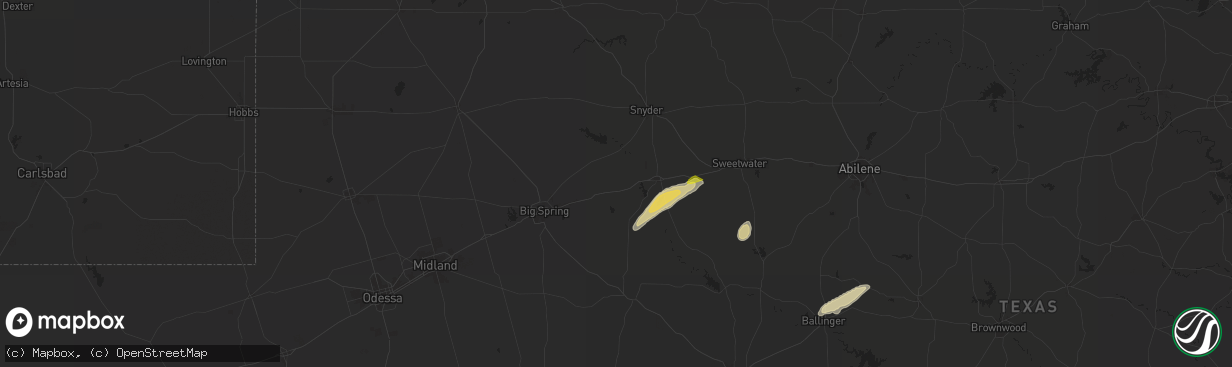 Hail map in Westbrook, TX on March 7, 2025