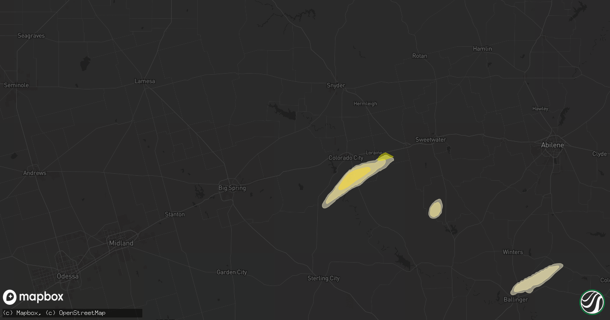 Hail map in Westbrook, TX on March 7, 2025