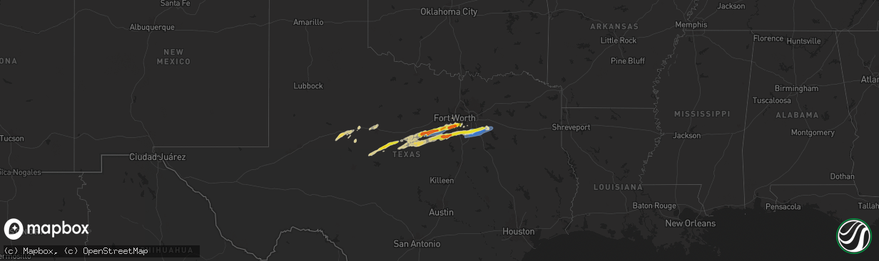 Hail map on March 7, 2025