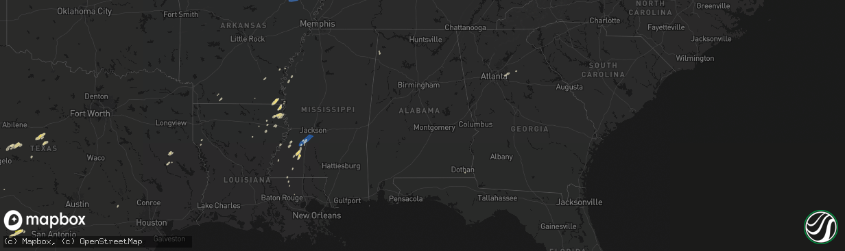 Hail map in Alabama on March 7, 2026