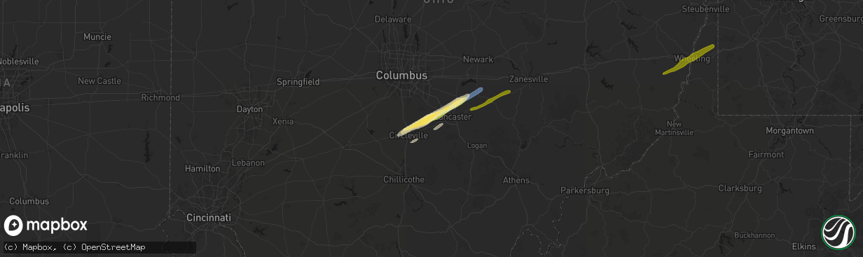 Hail map in Amanda, OH on March 7, 2026