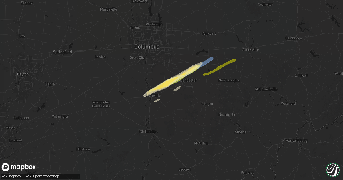 Hail map in Amanda, OH on March 7, 2026