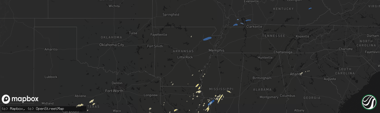 Hail map in Arkansas on March 7, 2026