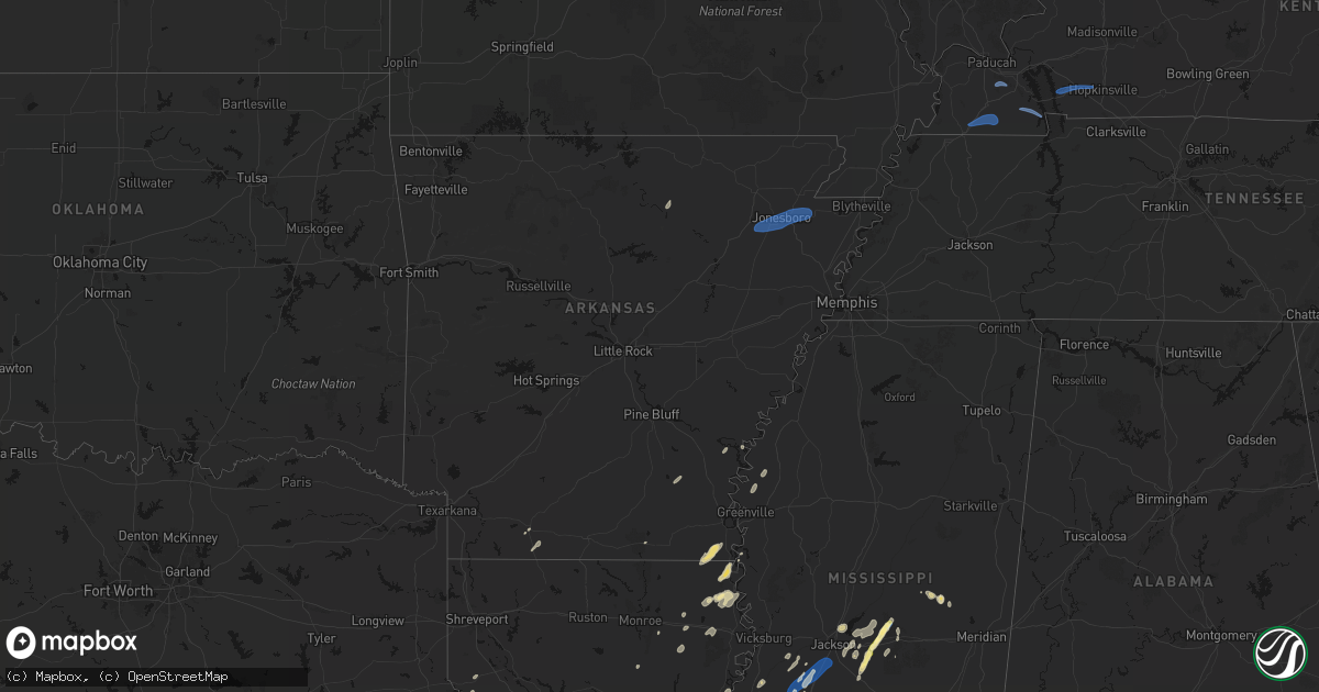 Hail map in Arkansas on March 7, 2026