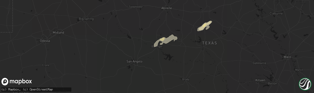 Hail map in Ballinger, TX on March 7, 2026