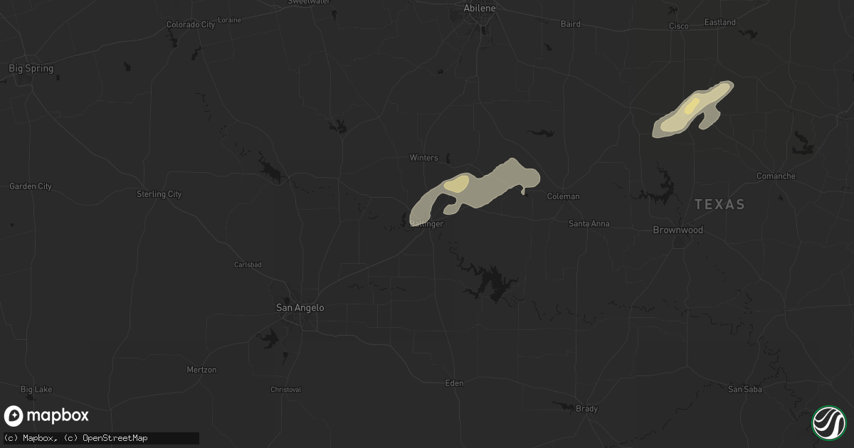 Hail map in Ballinger, TX on March 7, 2026