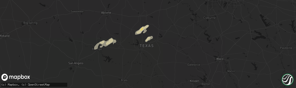 Hail map in Blanket, TX on March 7, 2026