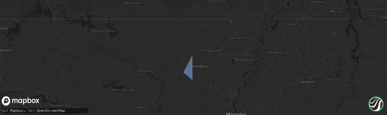 Hail map in Bono, AR on March 7, 2026