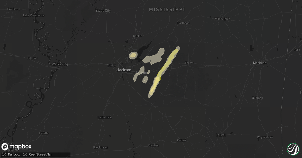 Hail map in Brandon, MS on March 7, 2026