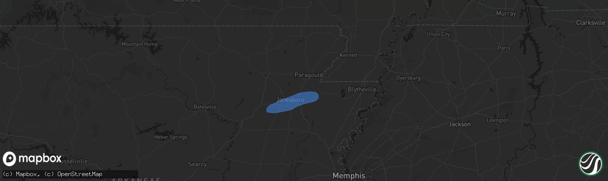 Hail map in Brookland, AR on March 7, 2026