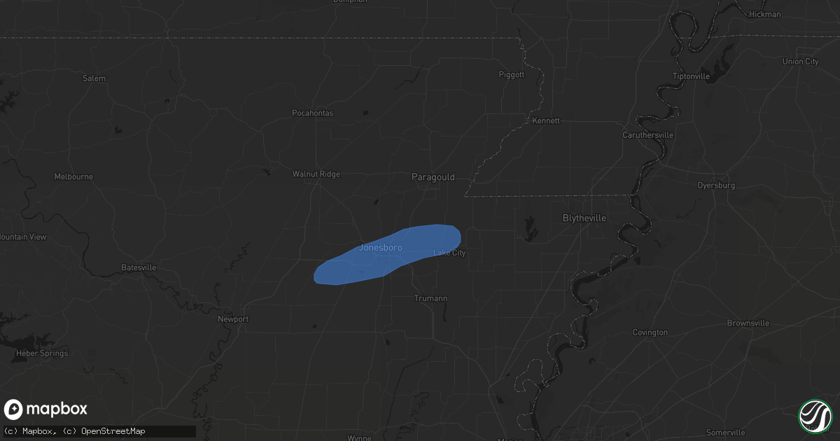 Hail map in Brookland, AR on March 7, 2026