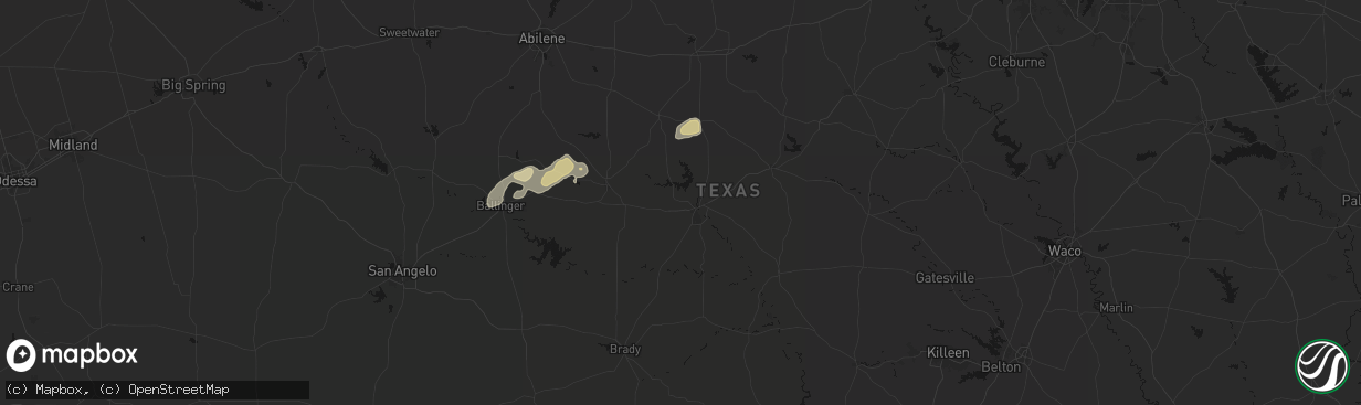 Hail map in Brownwood, TX on March 7, 2026
