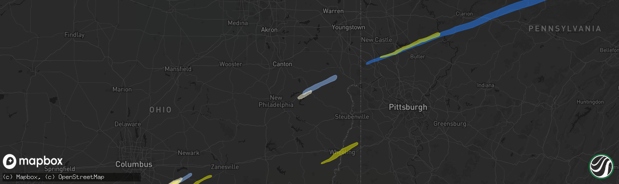 Hail map in Carrollton, OH on March 7, 2026