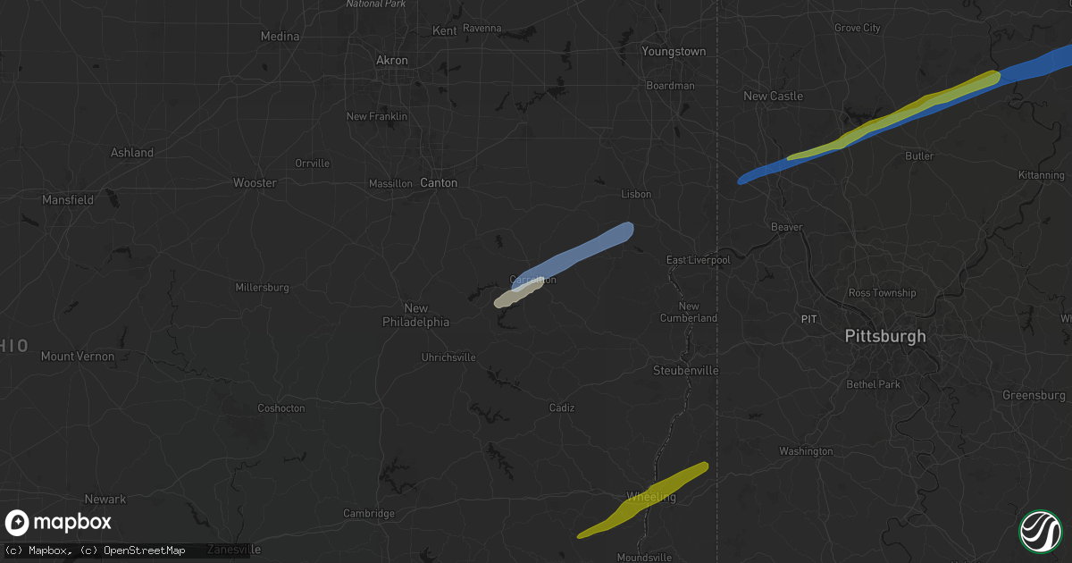 Hail map in Carrollton, OH on March 7, 2026