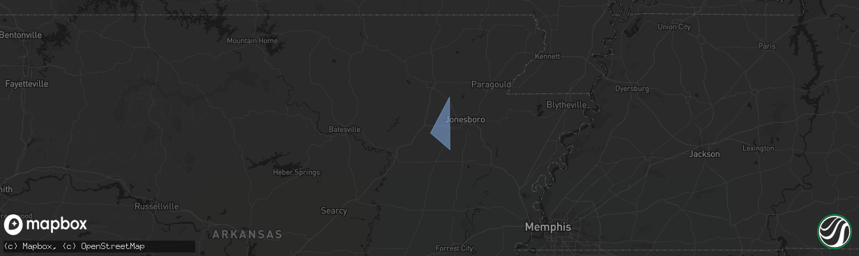 Hail map in Cash, AR on March 7, 2026