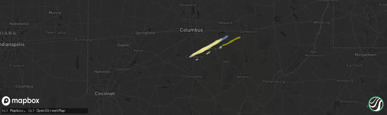 Hail map in Circleville, OH on March 7, 2026
