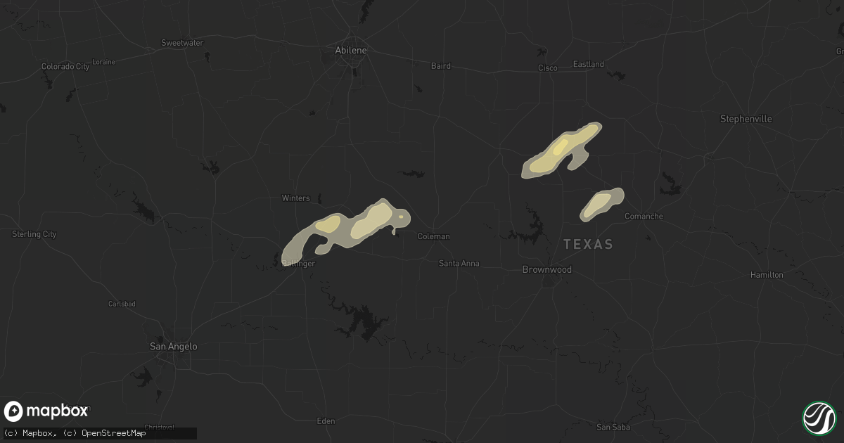 Hail map in Coleman, TX on March 7, 2026
