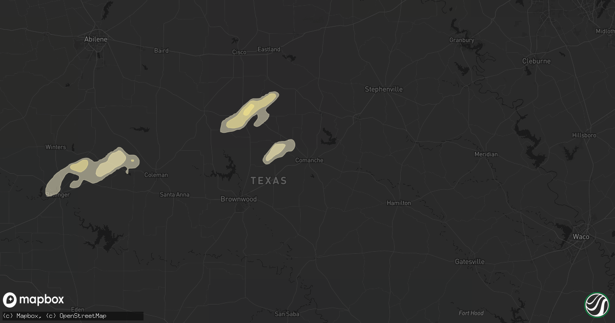 Hail map in Comanche, TX on March 7, 2026