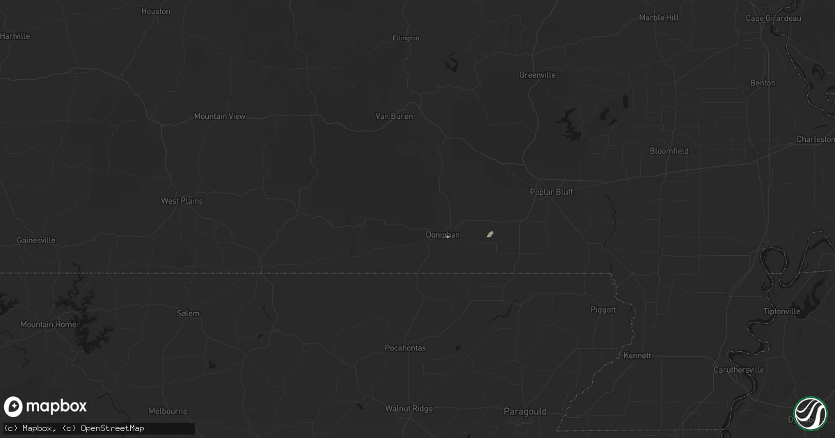 Hail map in Doniphan, MO on March 7, 2026