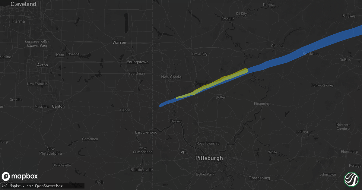 Hail map in Ellwood City, PA on March 7, 2026