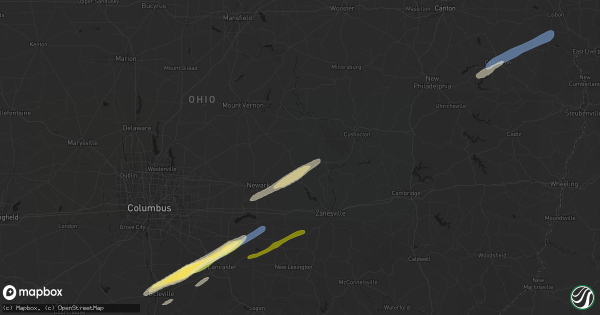 Hail map in Frazeysburg, OH on March 7, 2026