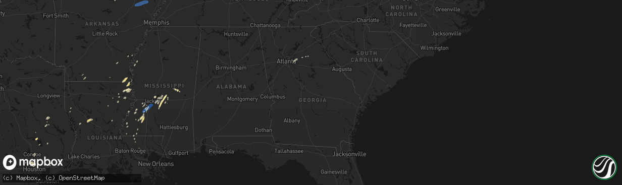 Hail map in Georgia on March 7, 2026