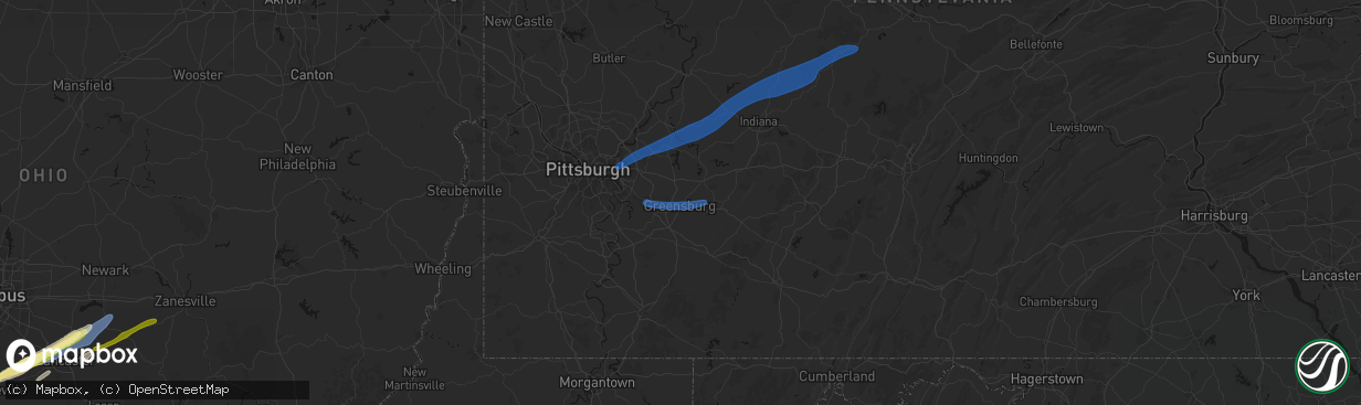 Hail map in Greensburg, PA on March 7, 2026