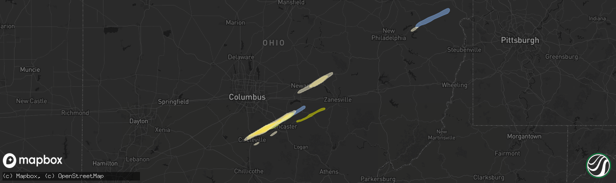 Hail map in Heath, OH on March 7, 2026