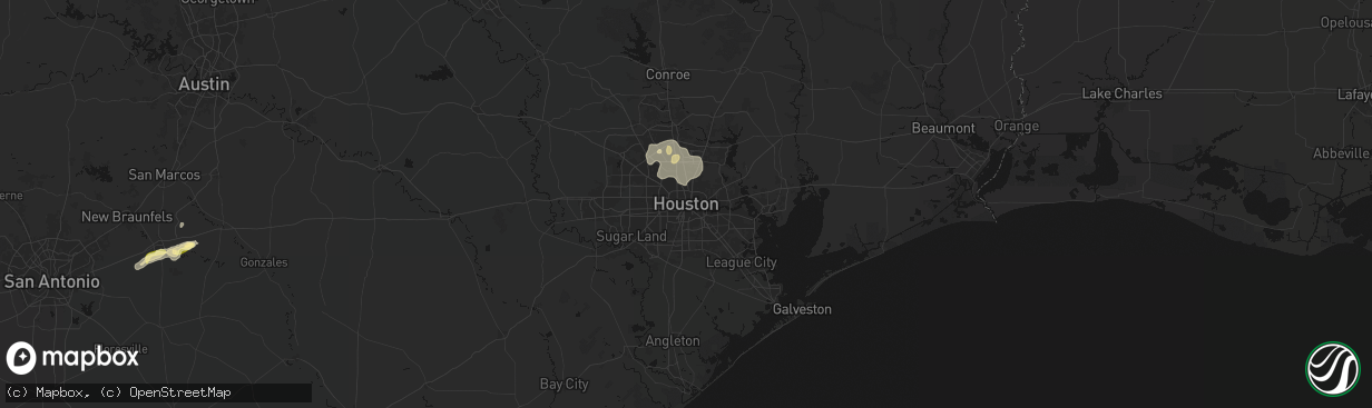Hail map in Houston, TX on March 7, 2026