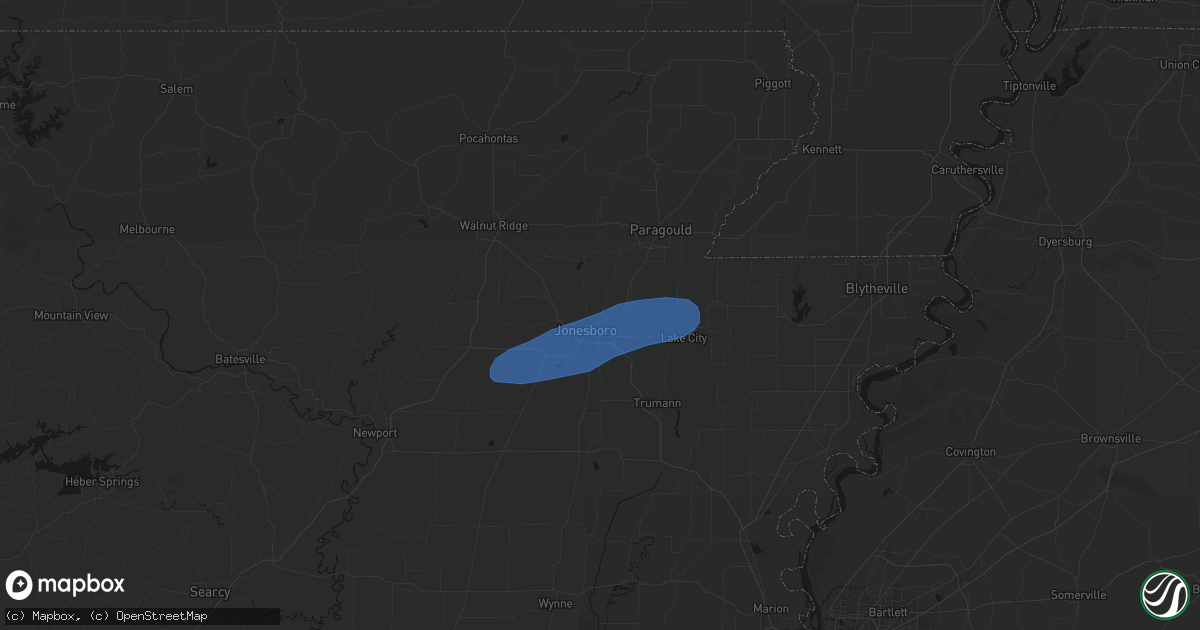 Hail map in Jonesboro, AR on March 7, 2026