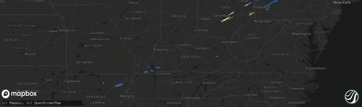 Hail map in Kentucky on March 7, 2026