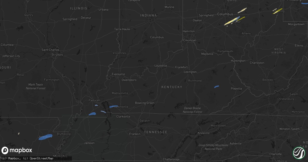 Hail map in Kentucky on March 7, 2026