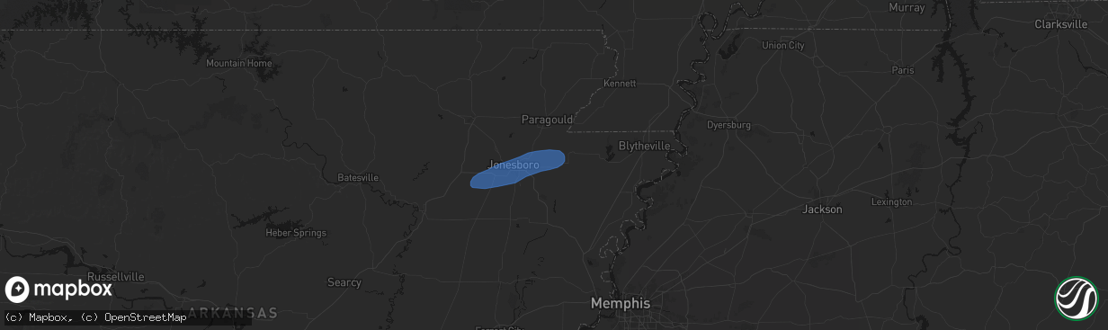 Hail map in Lake City, AR on March 7, 2026