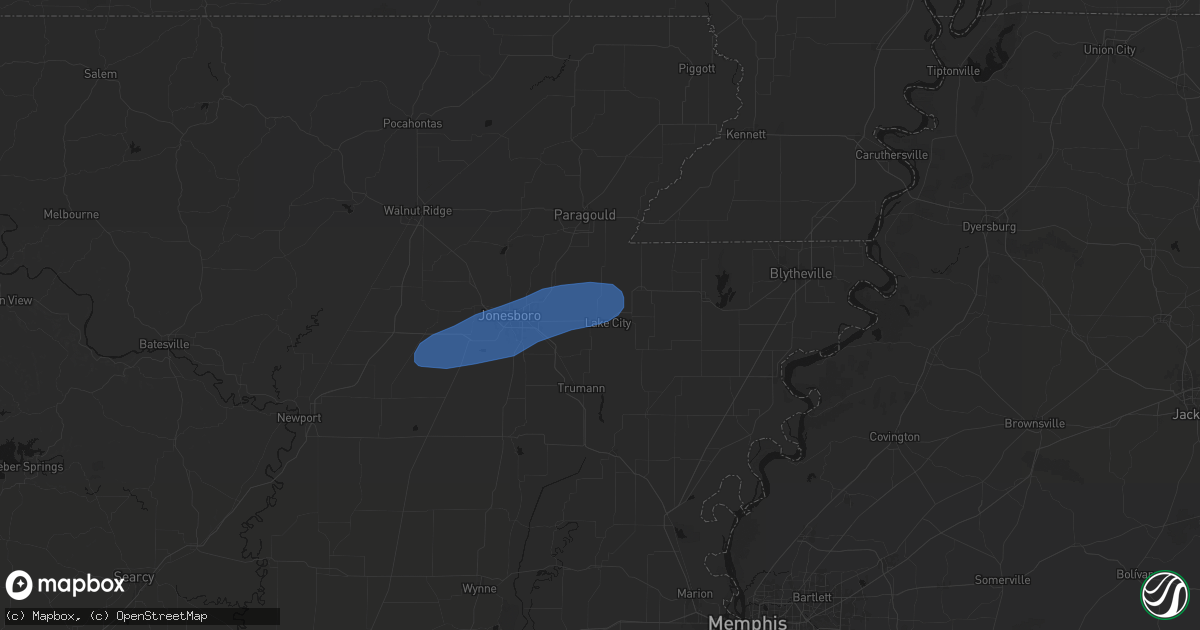 Hail map in Lake City, AR on March 7, 2026