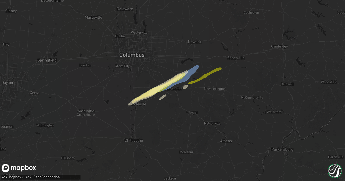 Hail map in Lancaster, OH on March 7, 2026