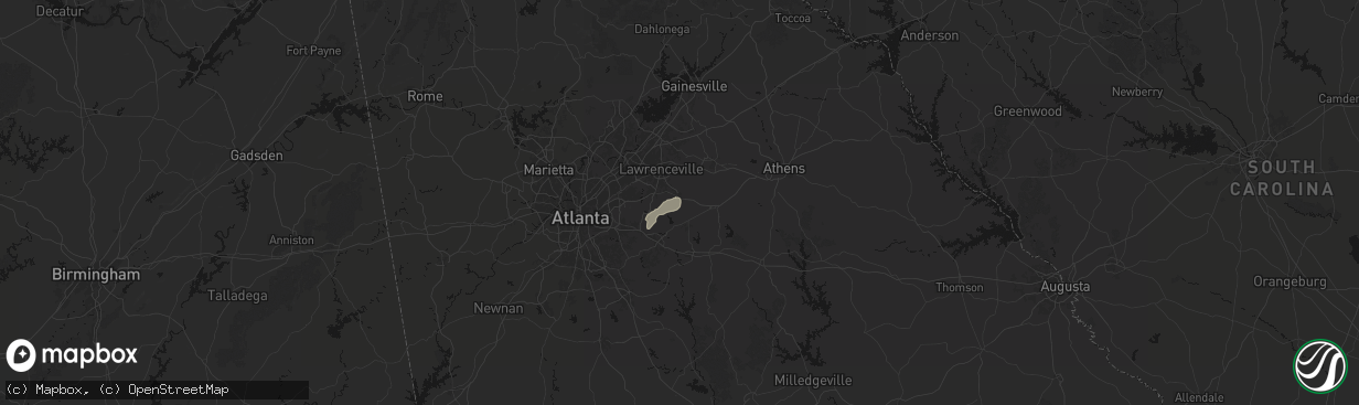 Hail map in Loganville, GA on March 7, 2026