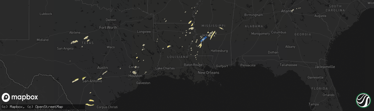 Hail map in Louisiana on March 7, 2026
