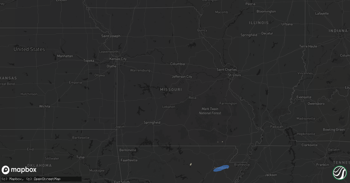 Hail map in Missouri on March 7, 2026
