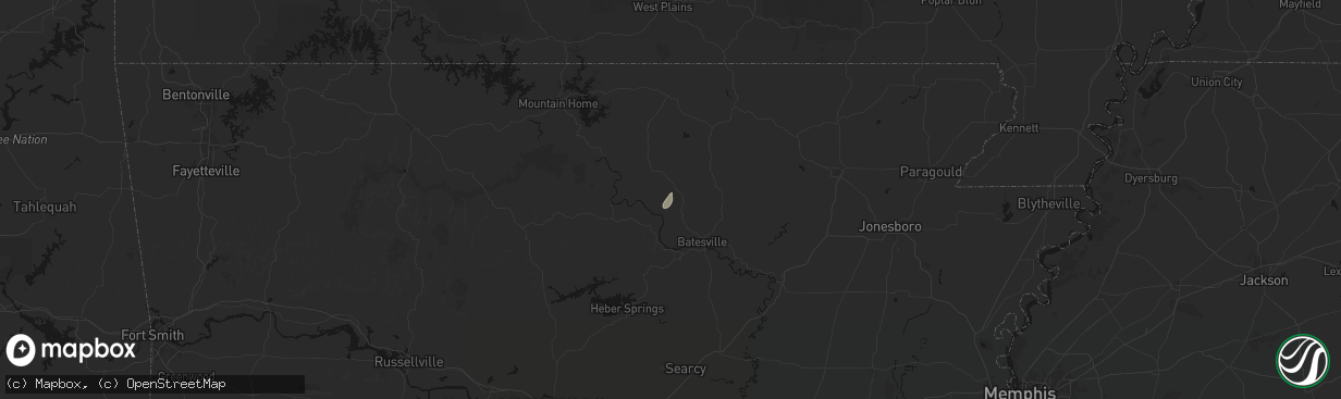 Hail map in Mount Pleasant, AR on March 7, 2026