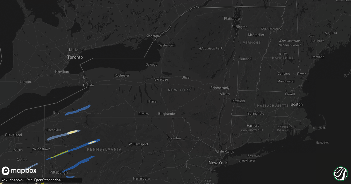 Hail map in New York on March 7, 2026