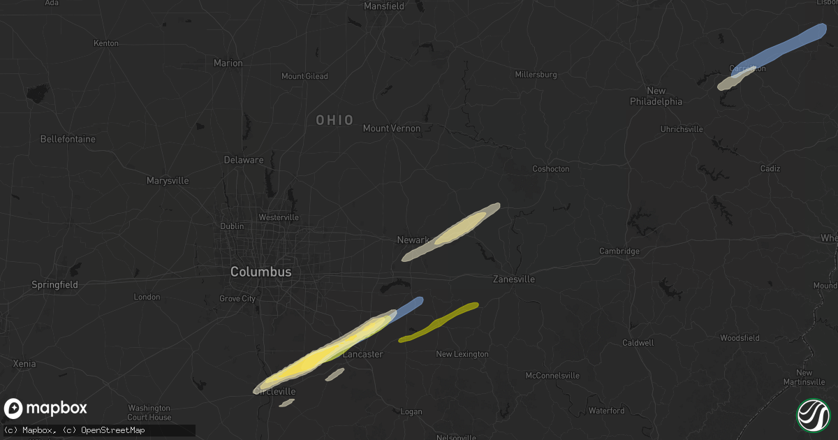 Hail map in Newark, OH on March 7, 2026