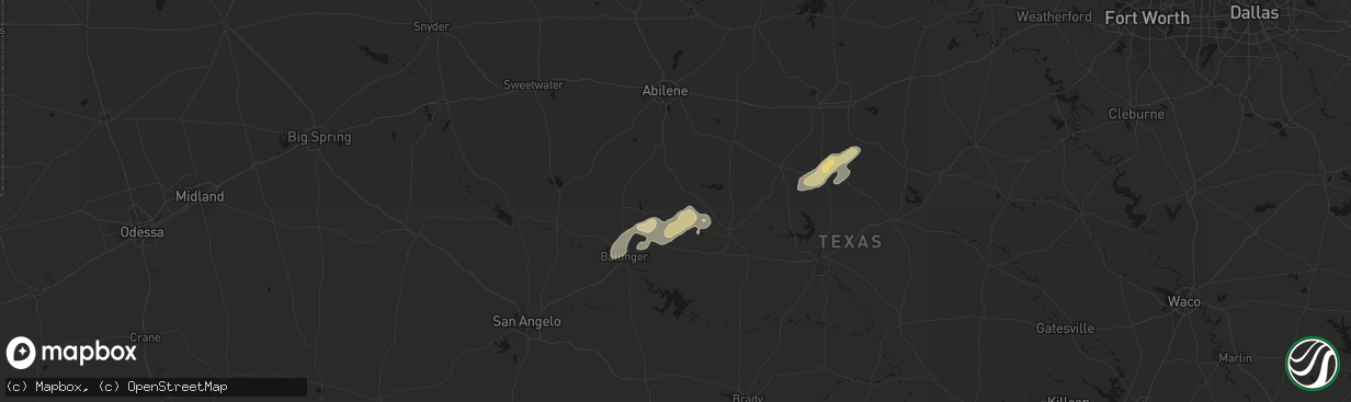 Hail map in Novice, TX on March 7, 2026