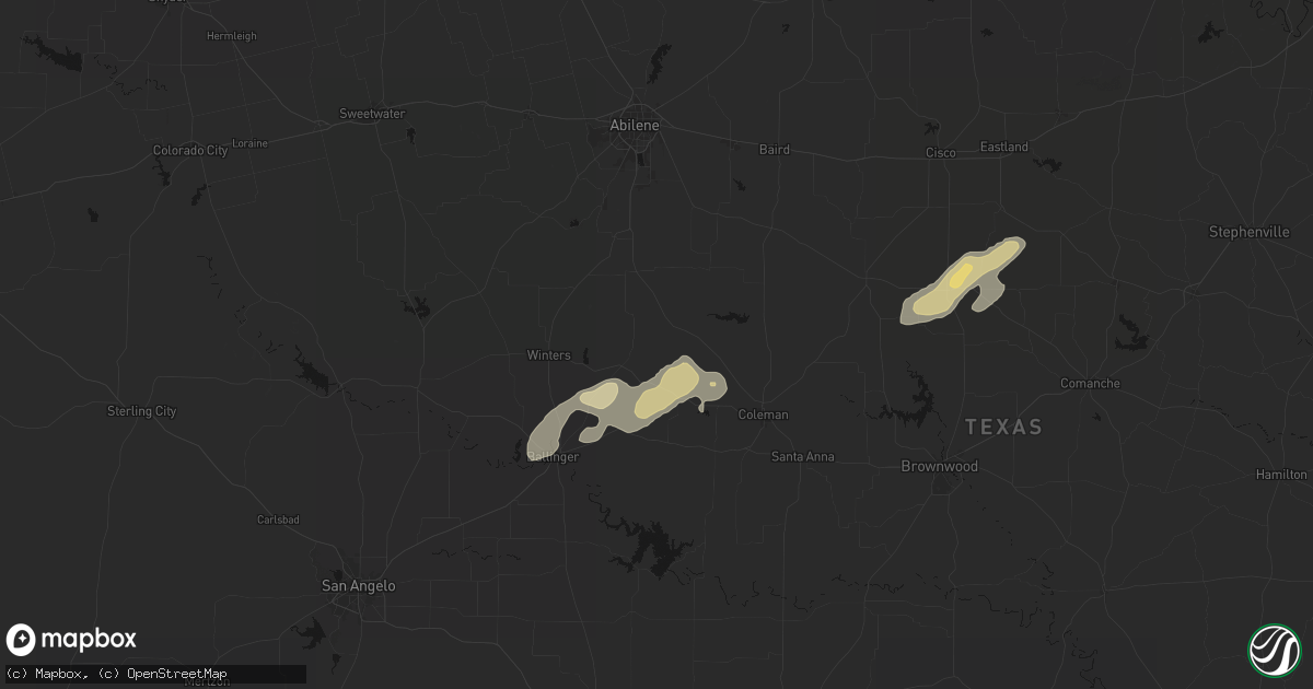 Hail map in Novice, TX on March 7, 2026
