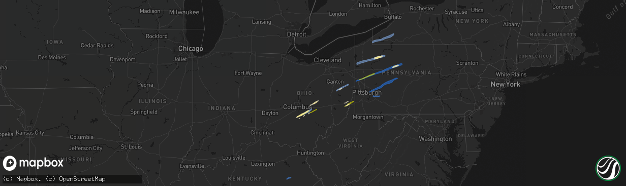 Hail map in Ohio on March 7, 2026
