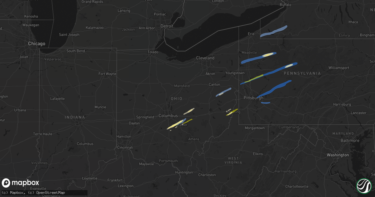 Hail map in Ohio on March 7, 2026