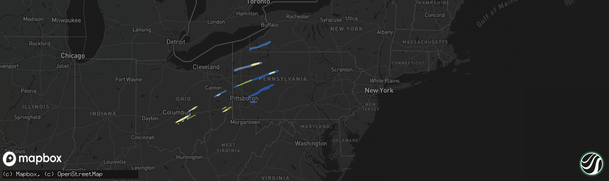 Hail map in Pennsylvania on March 7, 2026