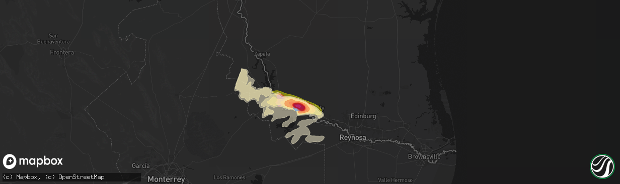 Hail map in Rio Grande City, TX on March 7, 2026
