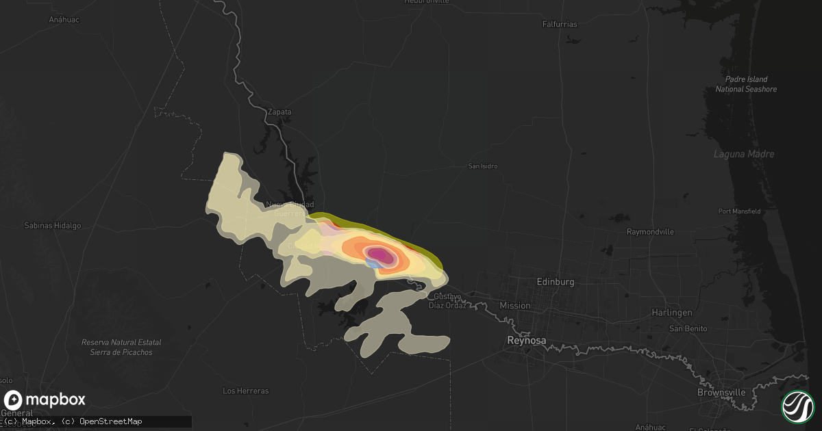 Hail map in Rio Grande City, TX on March 7, 2026